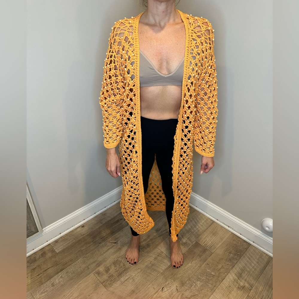Orange Long Cardigan by Flook/Free People - Size S